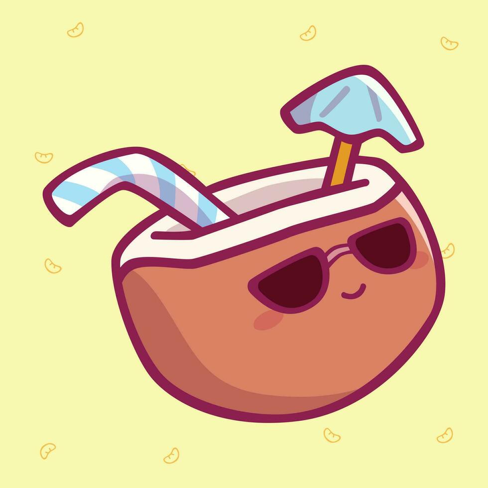 Cute Cartoon Summer Food Theme icon art for children vector