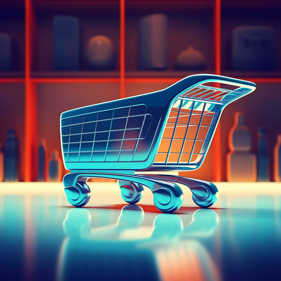 AI generated shop basket cart car photo