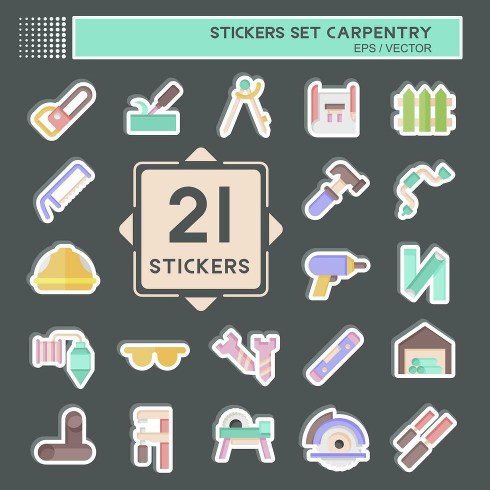 Sticker Set Carpentry. related to building tool symbol. simple design editable. simple illustration vector
