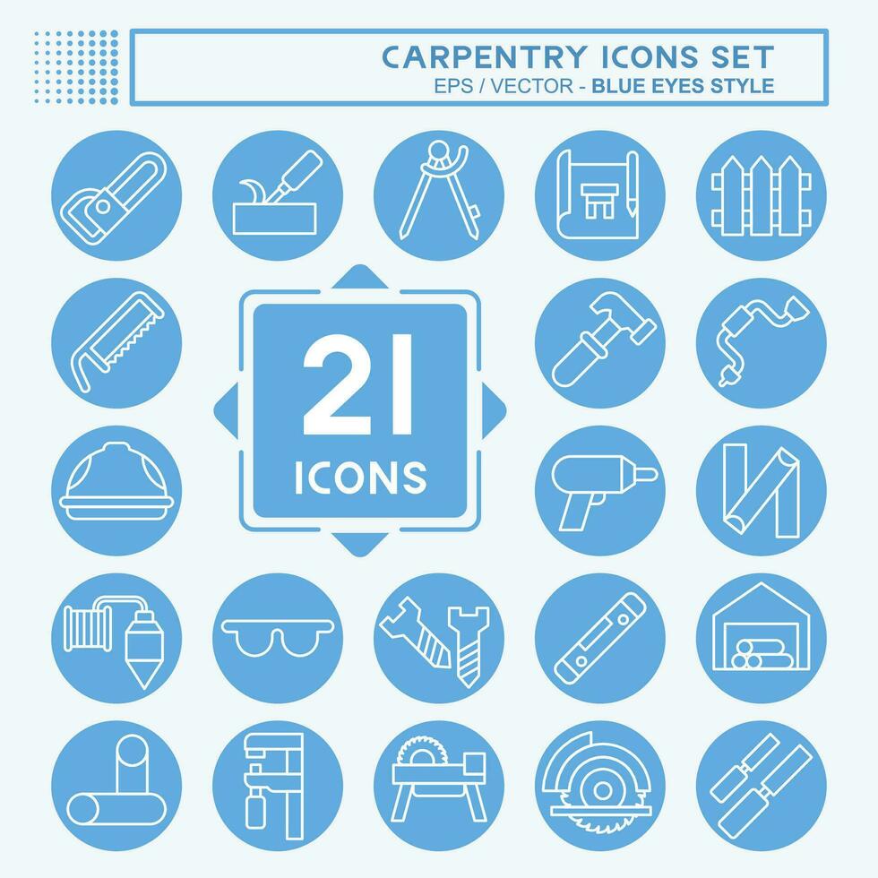 Icon Set Carpentry. related to building tool symbol. blue eyes style. simple design editable. simple illustration vector