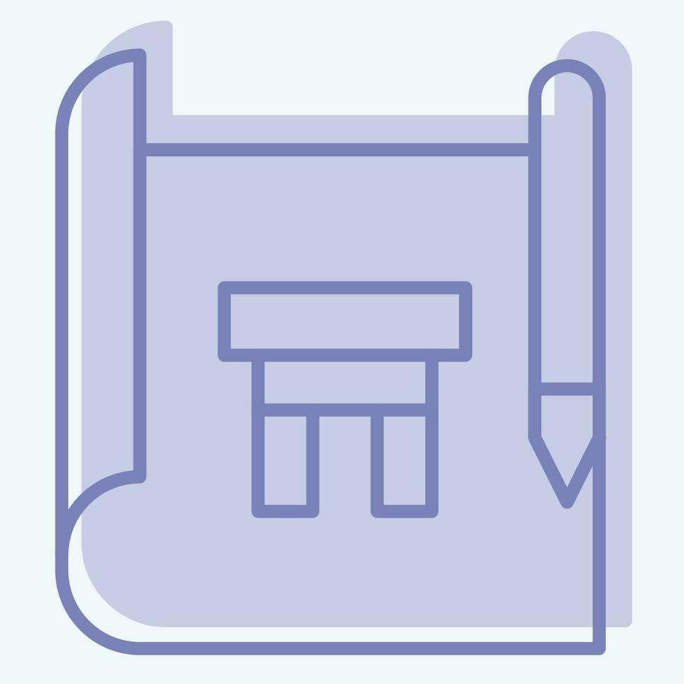 Icon Drawing. related to Carpentry symbol. two tone style. simple design editable. simple illustration vector