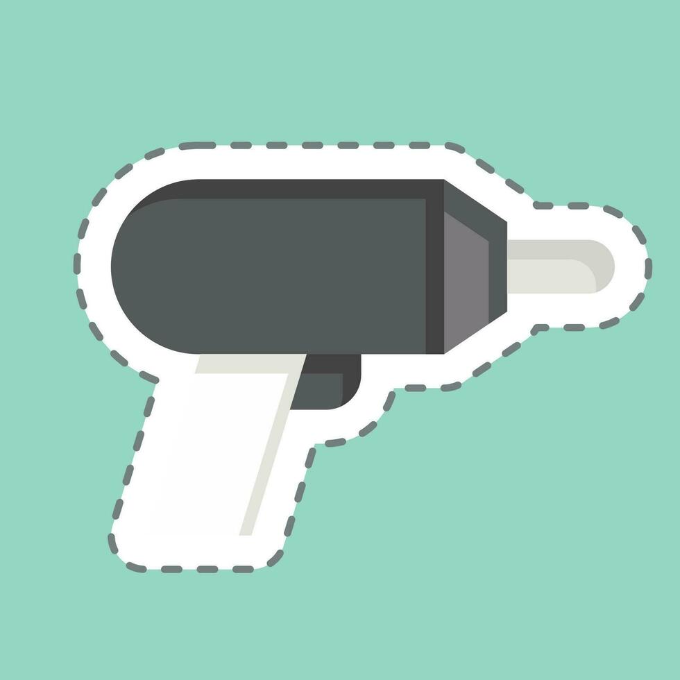 Sticker line cut Machine Drill. related to Carpentry symbol. simple design editable. simple illustration vector