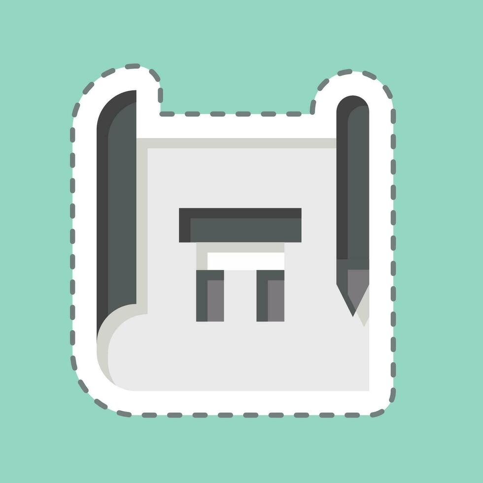Sticker line cut Drawing. related to Carpentry symbol. simple design editable. simple illustration vector