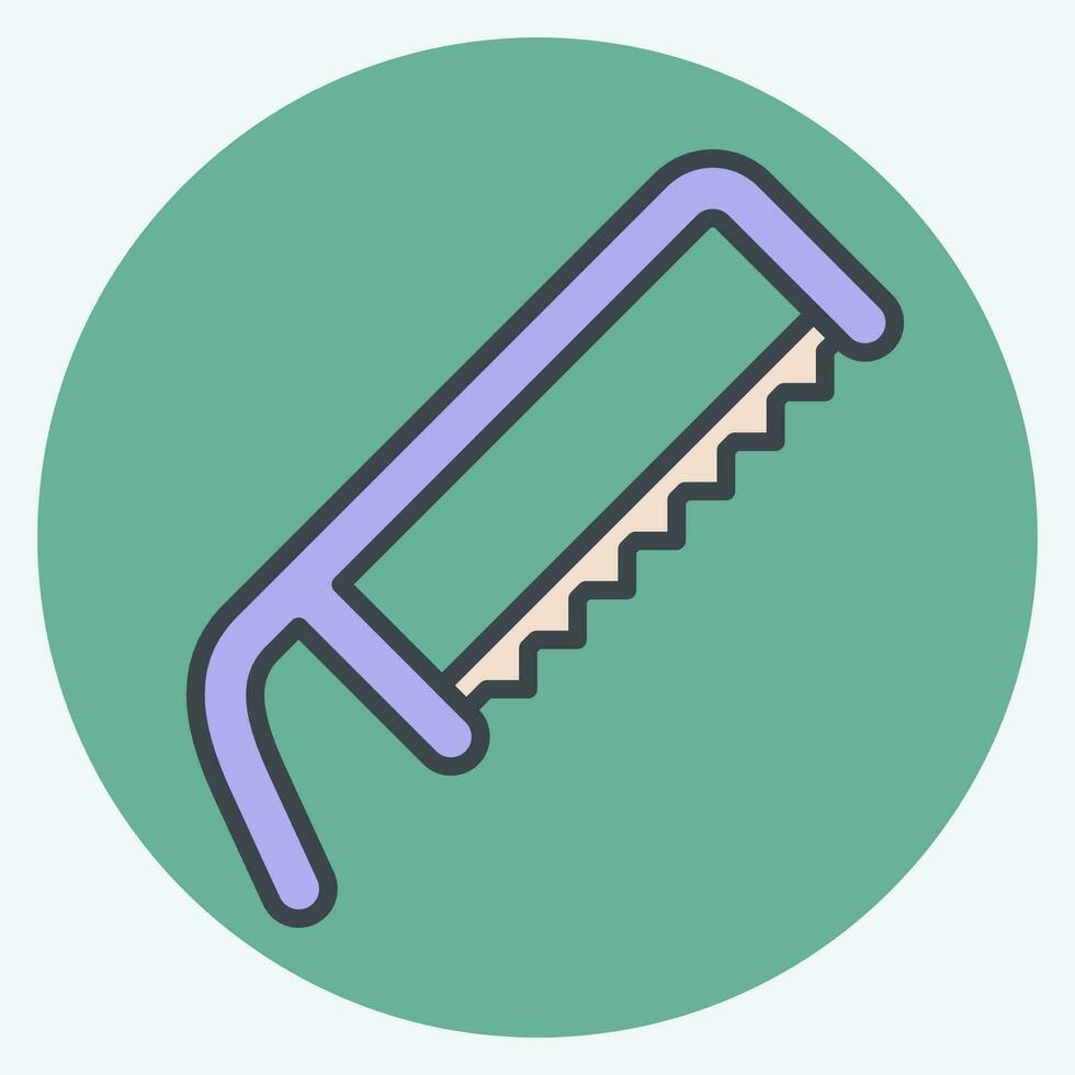Icon Hacksaw. related to Carpentry symbol. color mate style. simple design editable. simple illustration vector