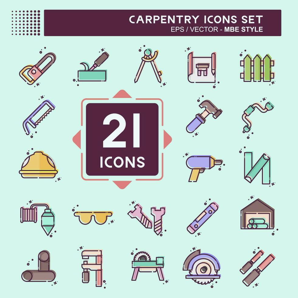 Icon Set Carpentry. related to building tool symbol. MBE style. simple design editable. simple illustration vector