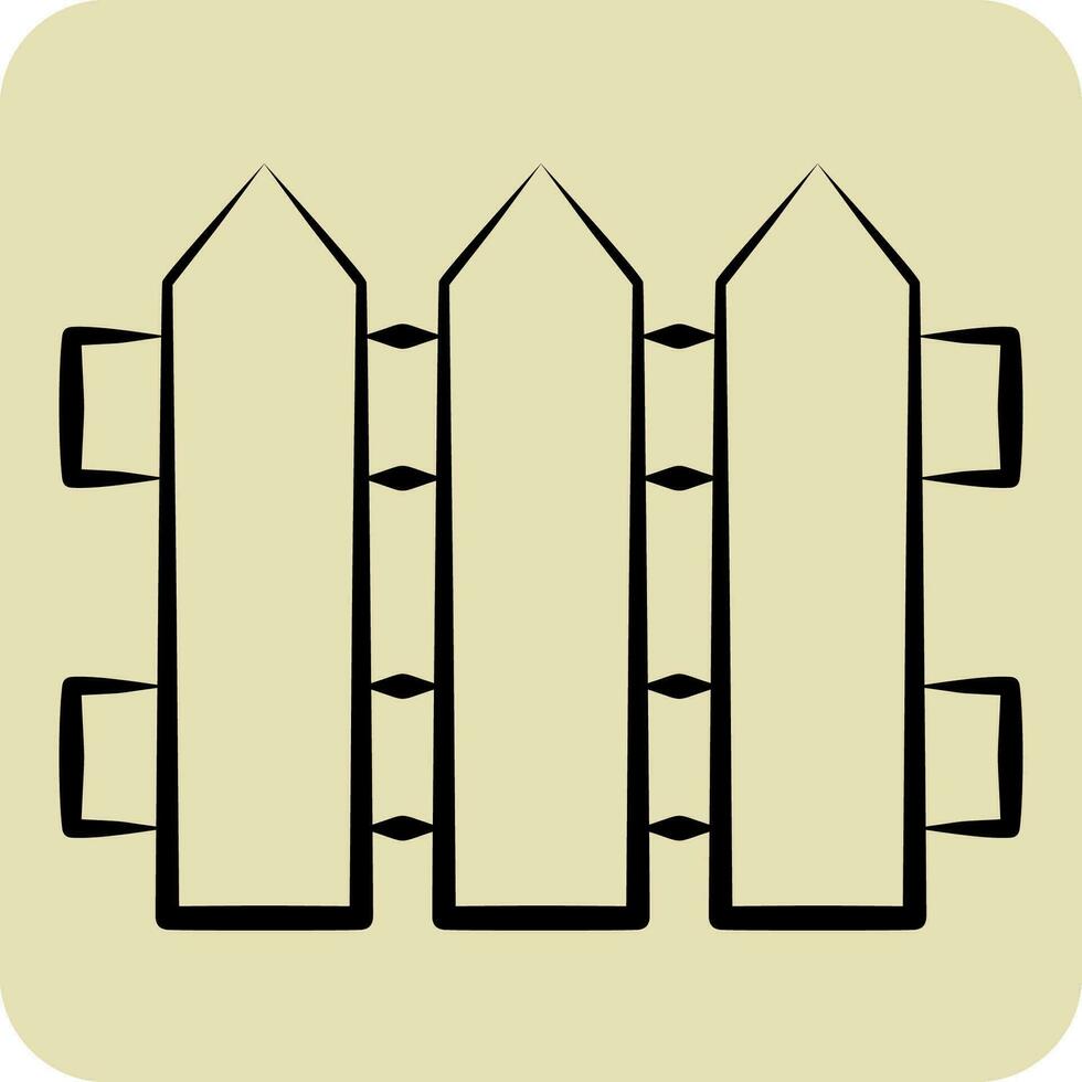 Icon Fence. related to Carpentry symbol. hand drawn style. simple design editable. simple illustration vector
