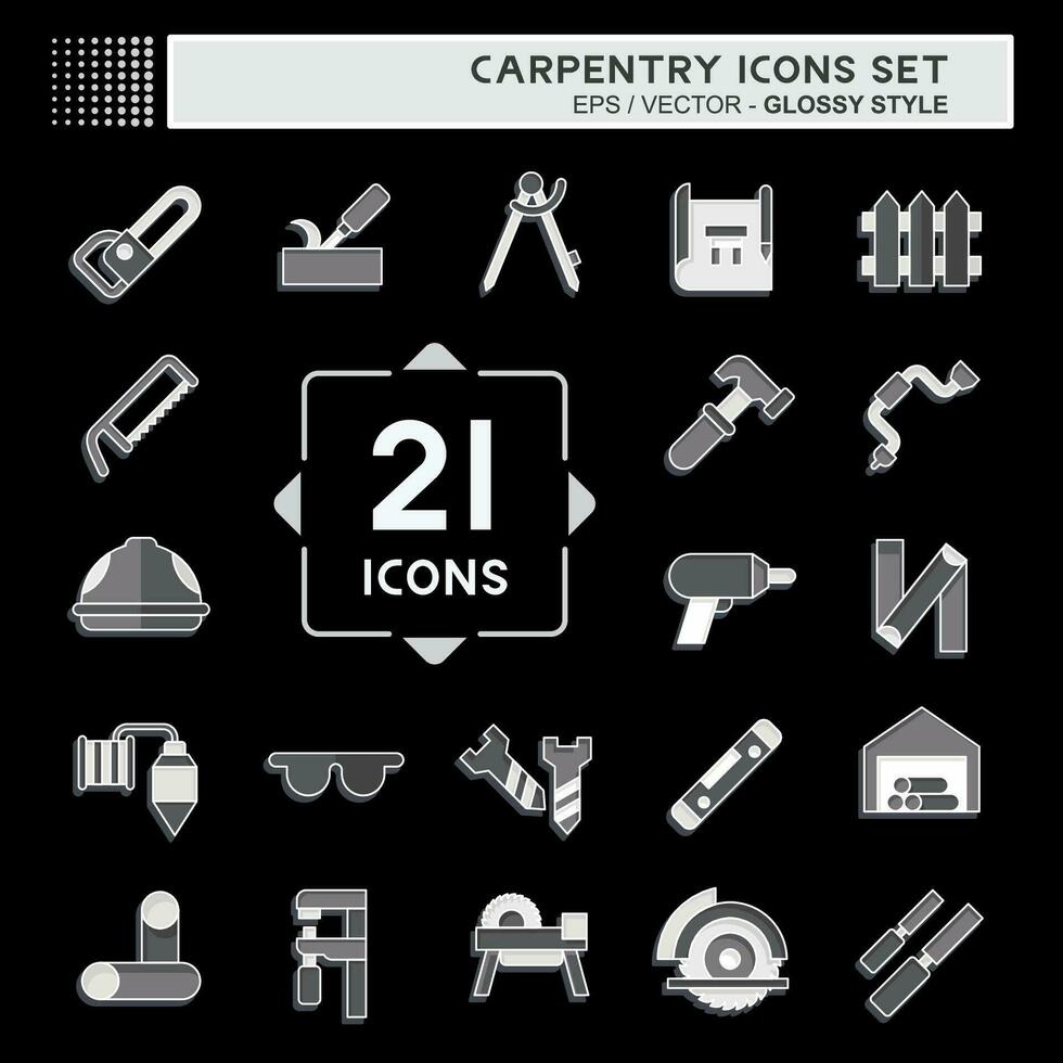Icon Set Carpentry. related to building tool symbol. glossy style. simple design editable. simple illustration vector