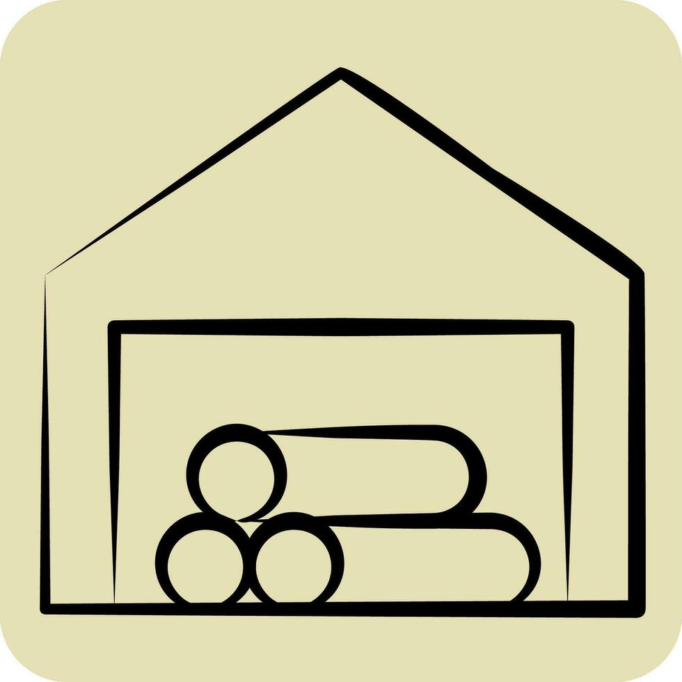 Icon Store House. related to Carpentry symbol. hand drawn style. simple design editable. simple illustration vector