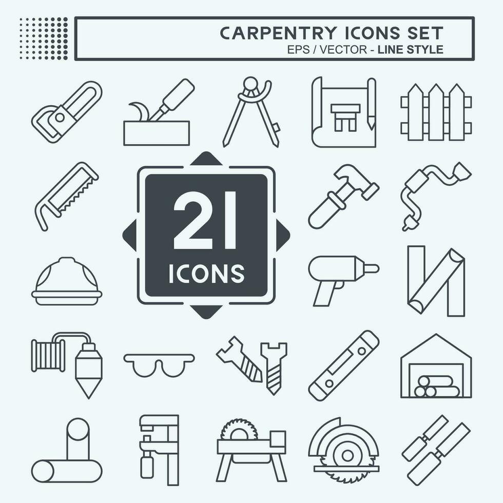 Icon Set Carpentry. related to building tool symbol. line style. simple design editable. simple illustration vector
