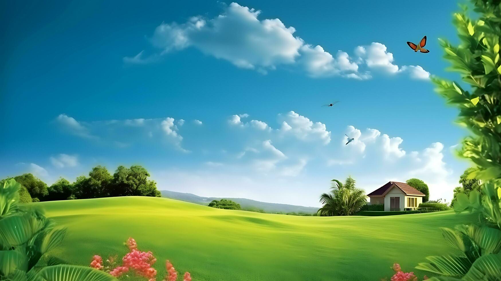 AI generated Green Beautiful wallpaper Real Estate photo