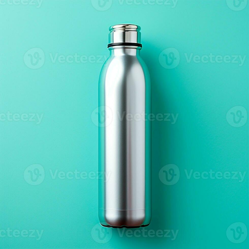 AI generated Light thermos on the table, pastel isolated background - AI generated image photo