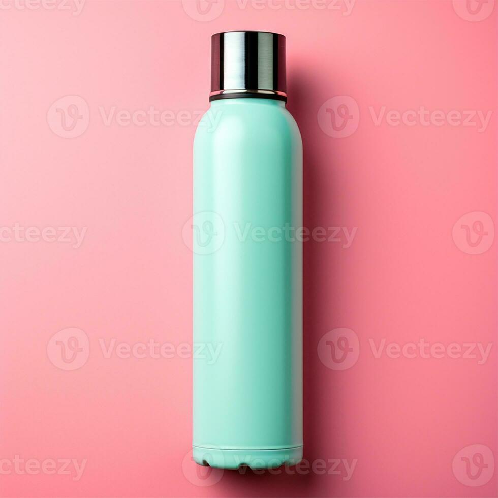 AI generated Light thermos on the table, pastel isolated background - AI generated image photo