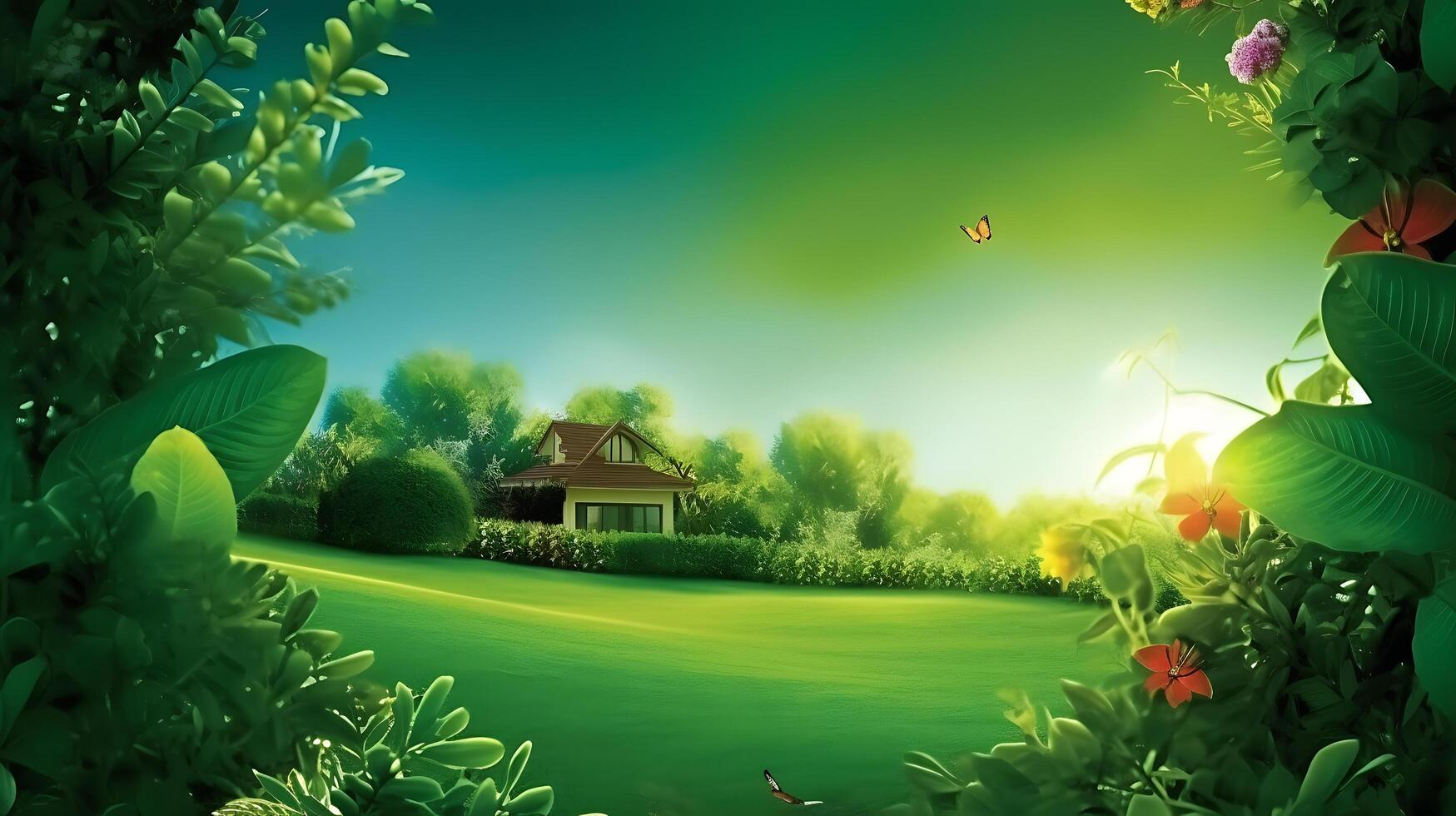 AI generated Green Beautiful wallpaper Real Estate photo