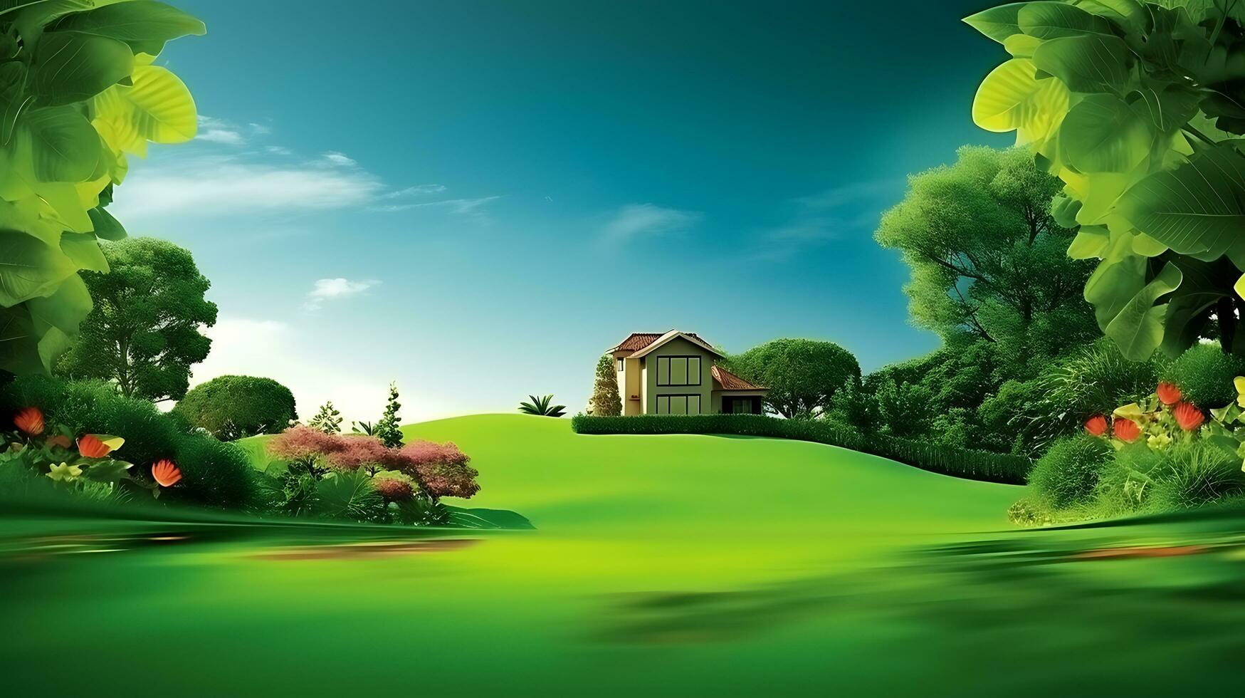 AI generated Green Beautiful wallpaper Real Estate photo