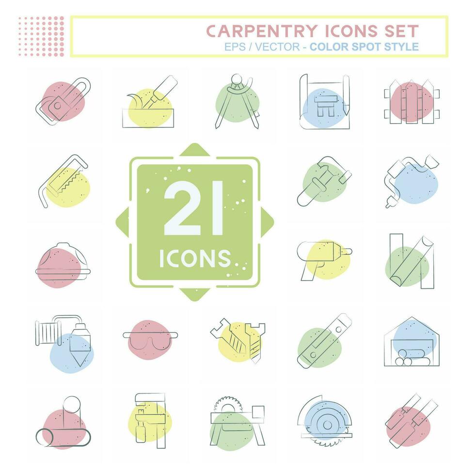 Icon Set Carpentry. related to building tool symbol. Color Spot Style. simple design editable. simple illustration vector