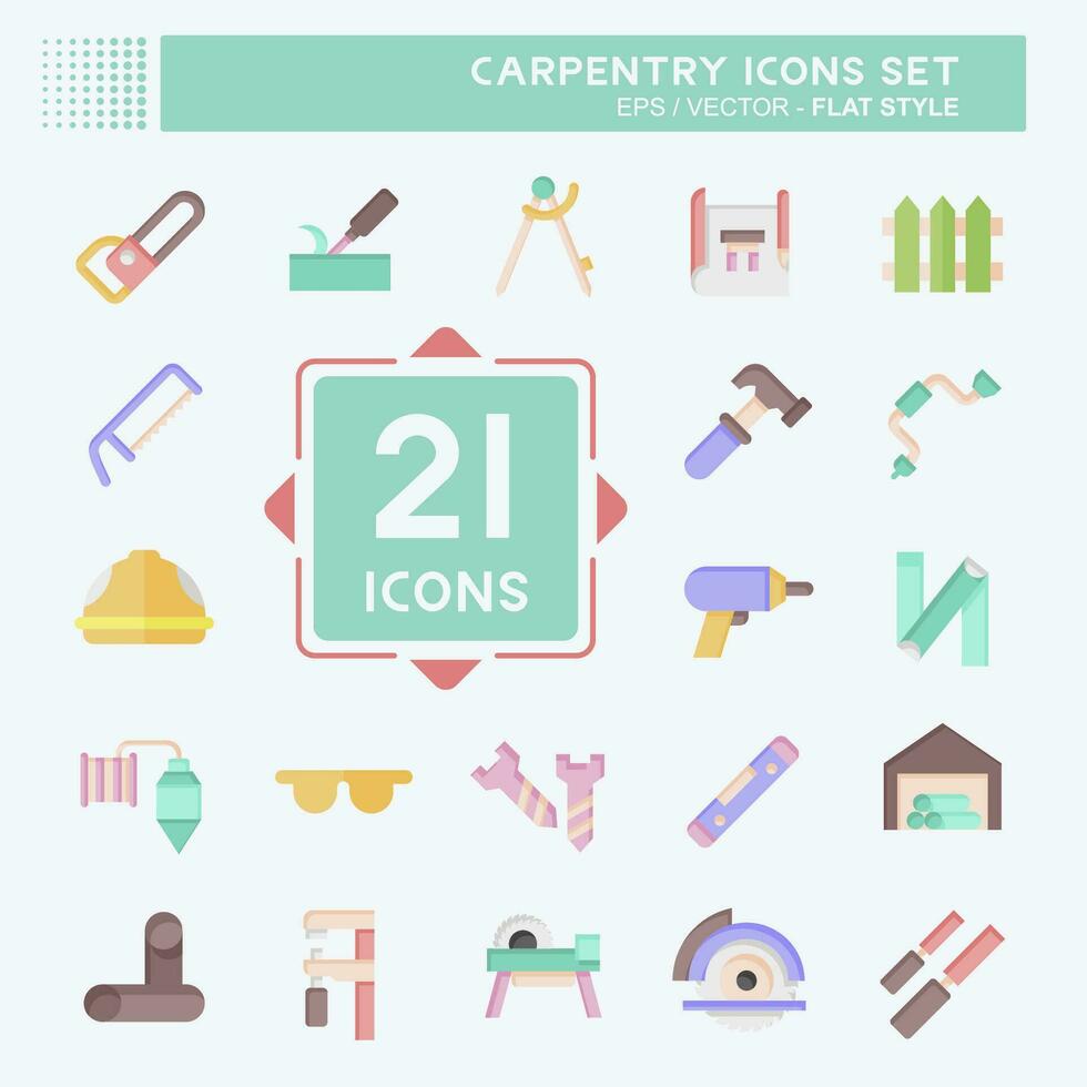 Icon Set Carpentry. related to building tool symbol. flat style. simple design editable. simple illustration vector