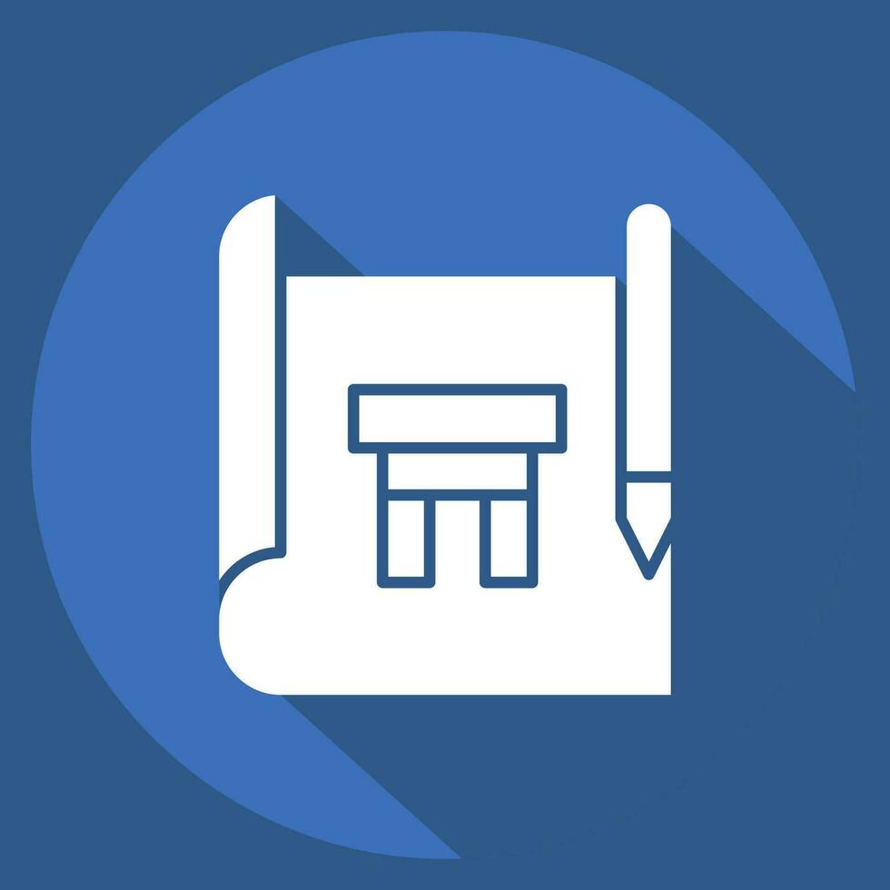 Icon Drawing. related to Carpentry symbol. long shadow style. simple design editable. simple illustration vector