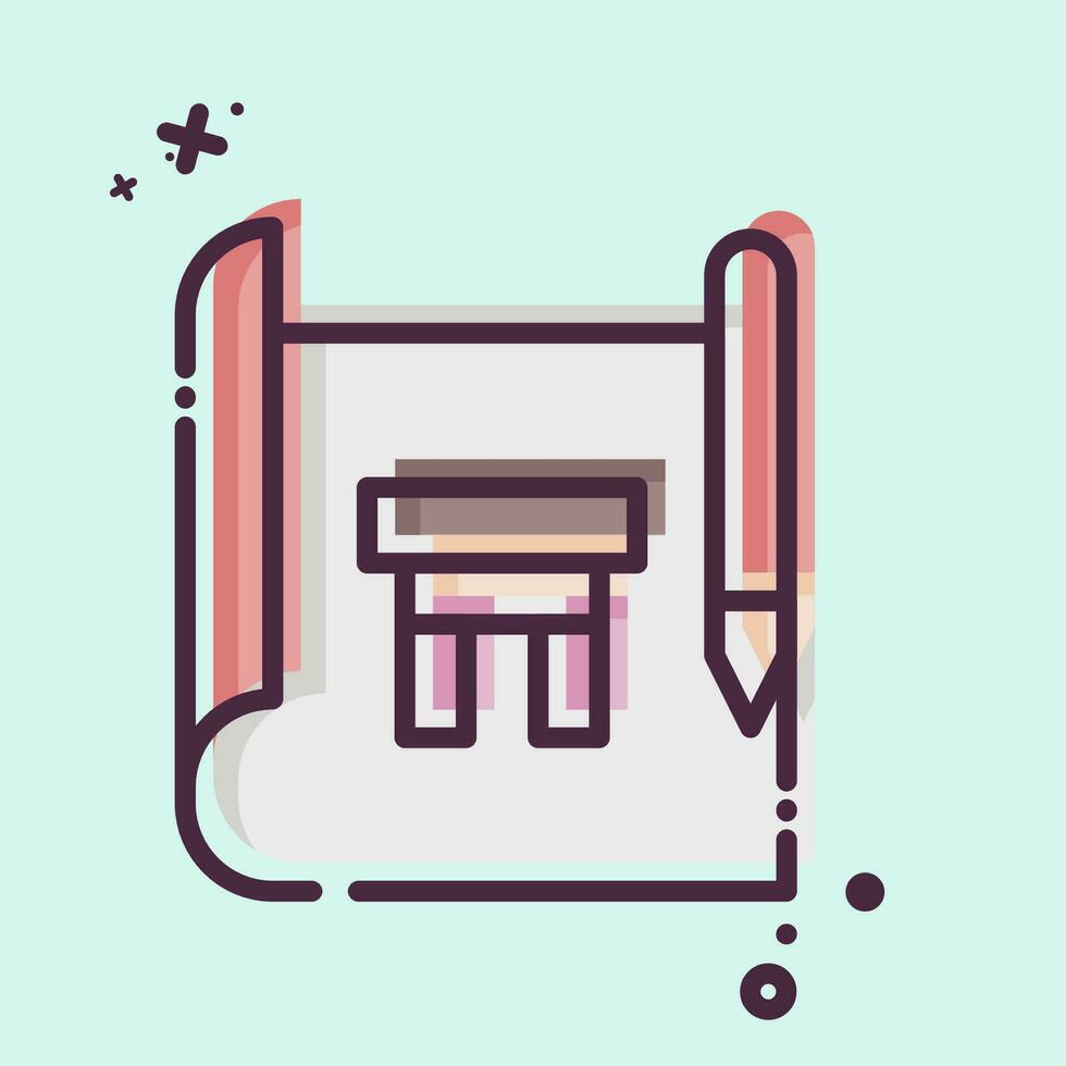 Icon Drawing. related to Carpentry symbol. MBE style. simple design editable. simple illustration vector