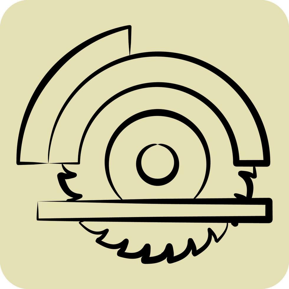 Icon Wheel Saw. related to Carpentry symbol. hand drawn style. simple design editable. simple illustration vector