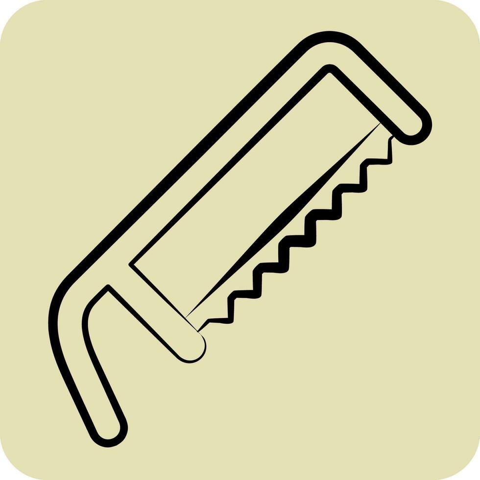 Icon Hacksaw. related to Carpentry symbol. hand drawn style. simple design editable. simple illustration vector