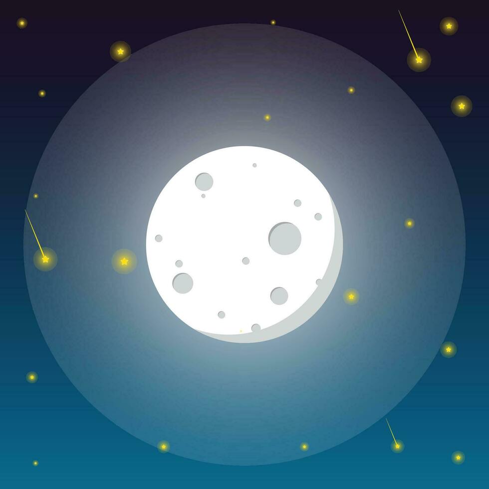 a yellow star in the night sky with a moon in the background vector