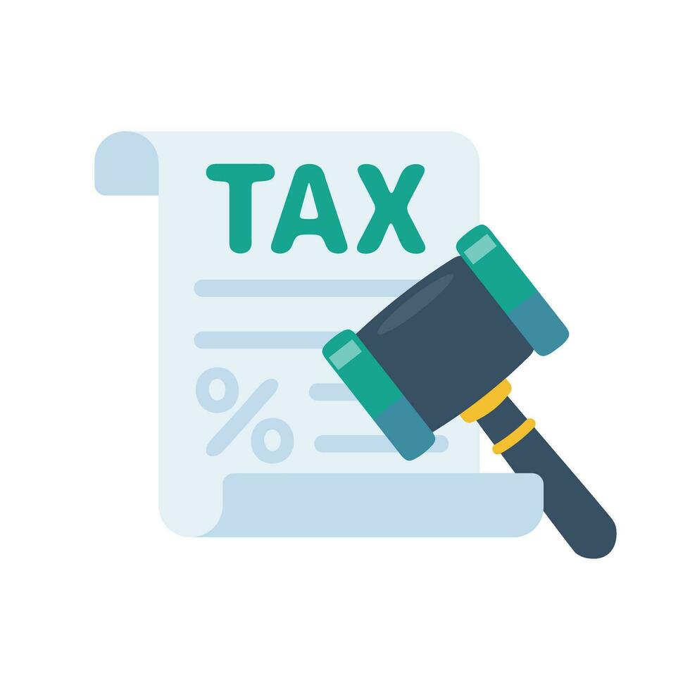 tax document icon Tax filing documents with legal hammer vector