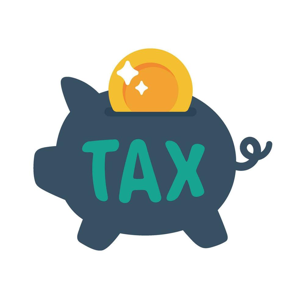 Piggy bank saving money. Savings for paying taxes vector