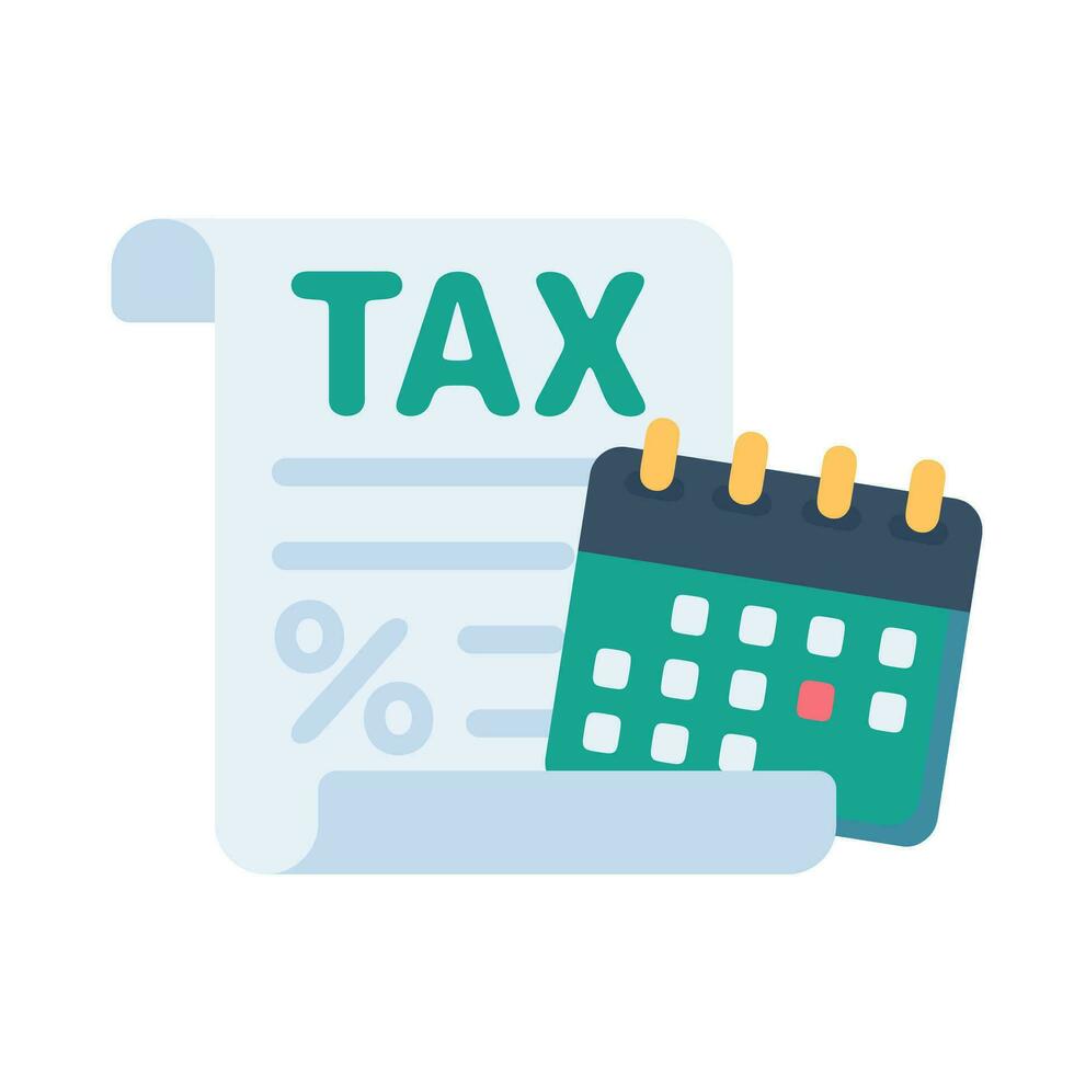 tax document icon Tax filing documents and tax filing deadline calendar vector