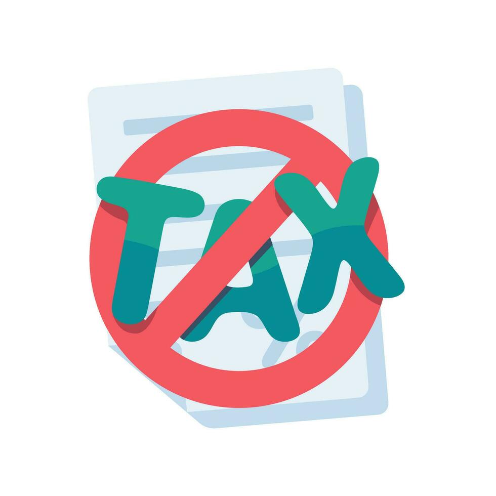 tax document icon Tax filing documents with prohibition sign concept of not paying taxes vector