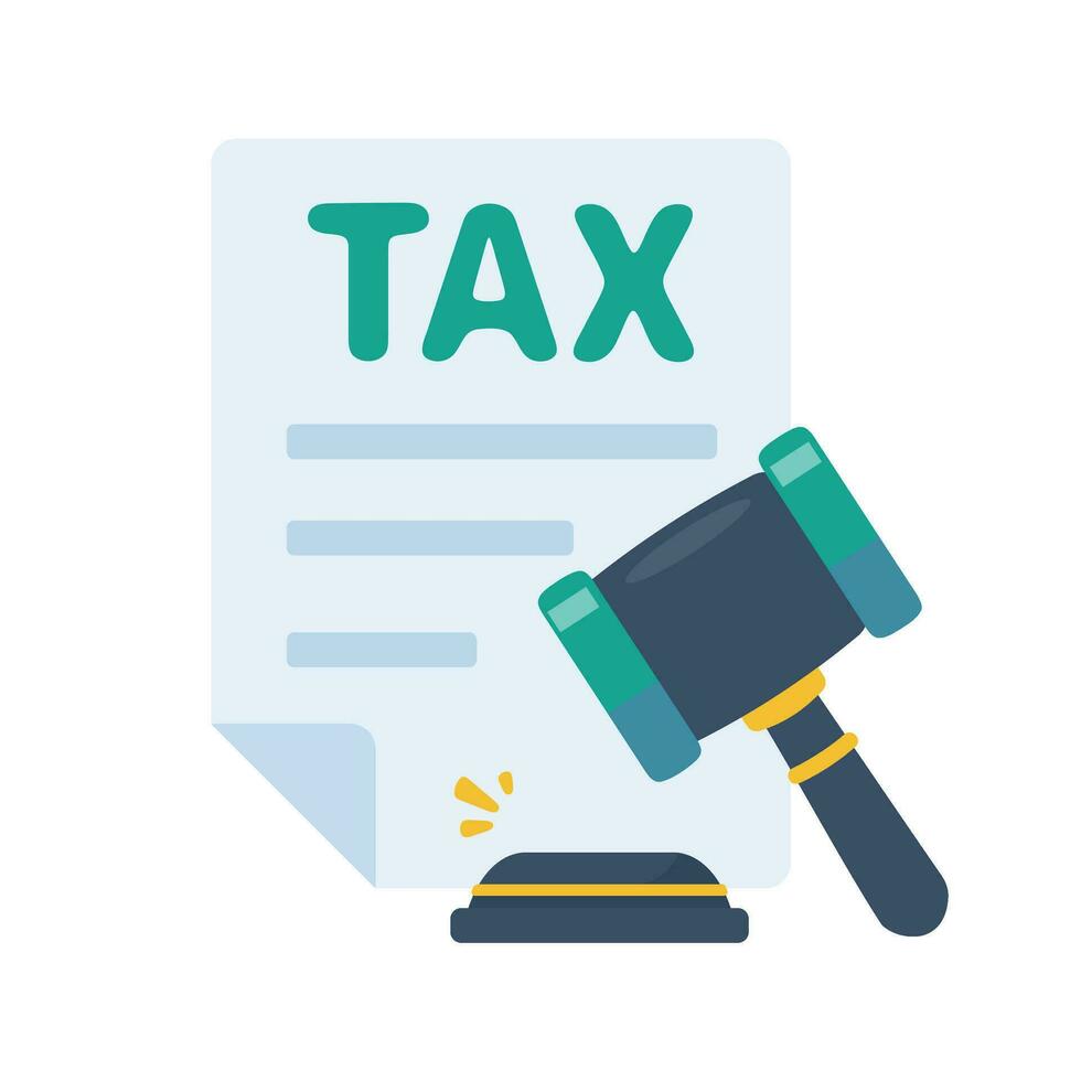 tax document icon Tax filing documents with legal hammer vector