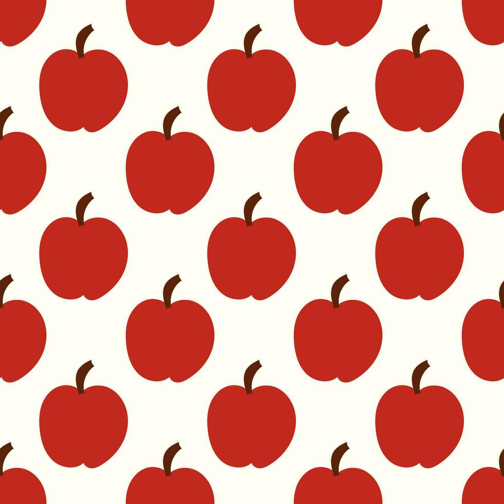 Red Apple seamless pattern. Eco farming fruit. Harvesting background. Flat vector illustration.