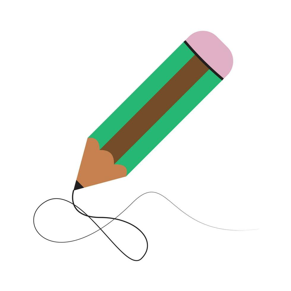 Various people with a large Pencil.  Cute funny isolated characters. Cartoon style.Pencil icon flat design vector isolated