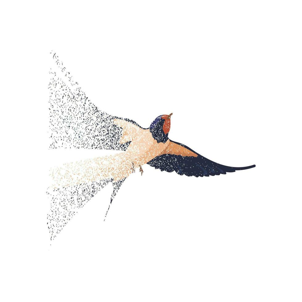 Dispersion. Birds.Planet with the effect of destruction. Dispersion. Birds. vector