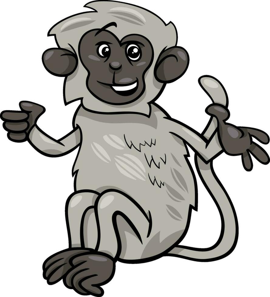 dibujos animados vervet mono cómic animal personaje vector