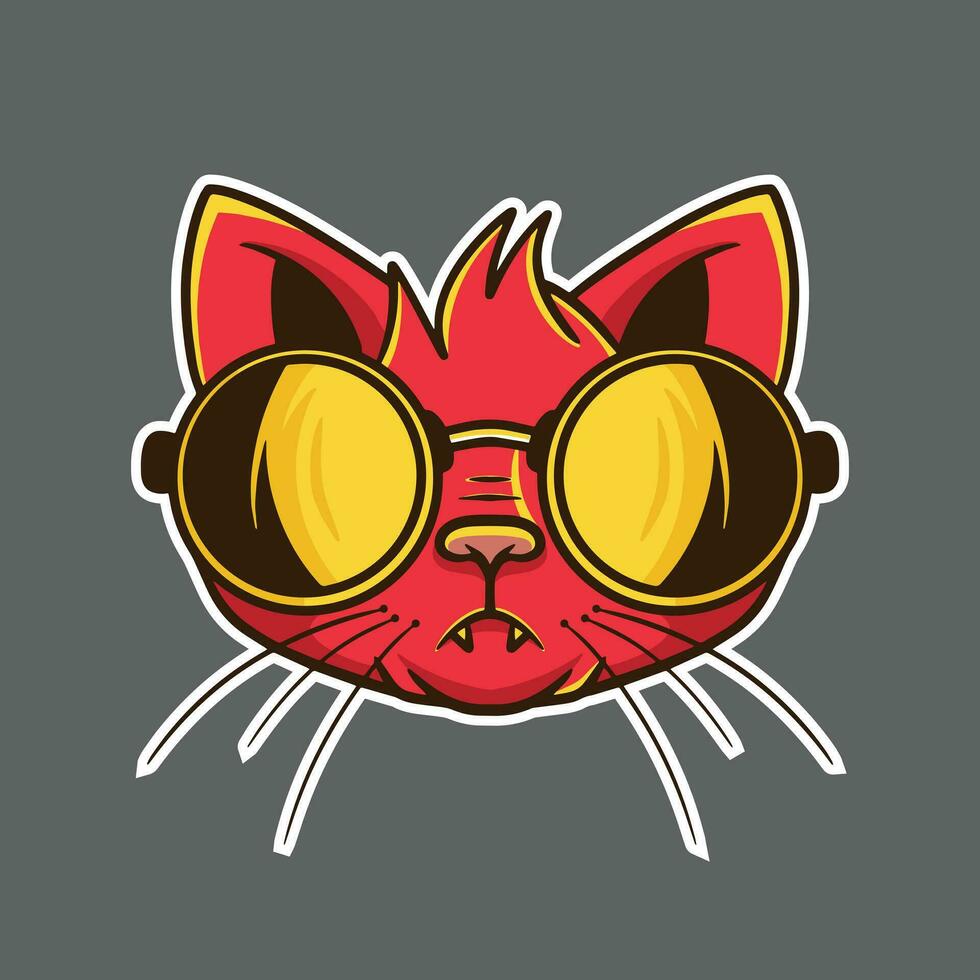 rojo gato logo diseño, pegatinas, carteles, impresión y otro usos vector