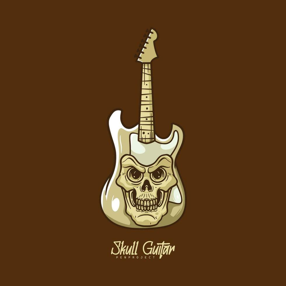 skull guitar logo design illustration vector