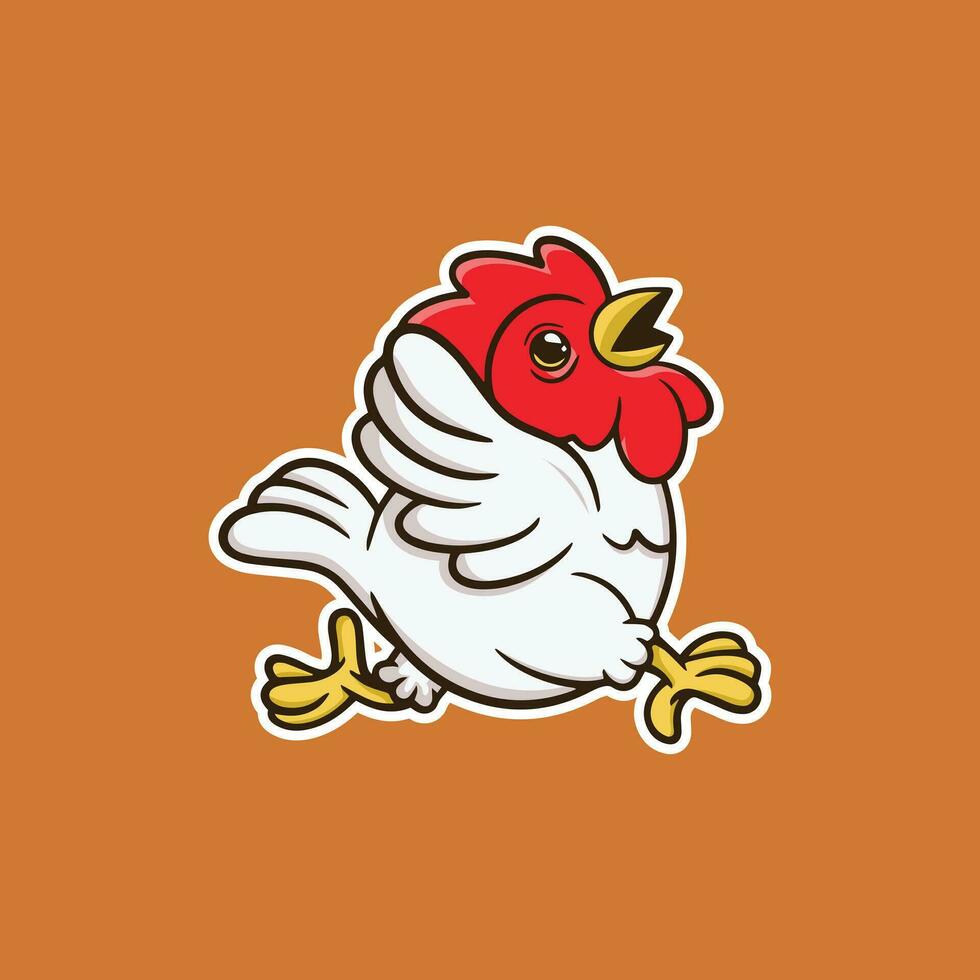 cute jumping chicken logo design, stickers, posters, printing and other uses vector