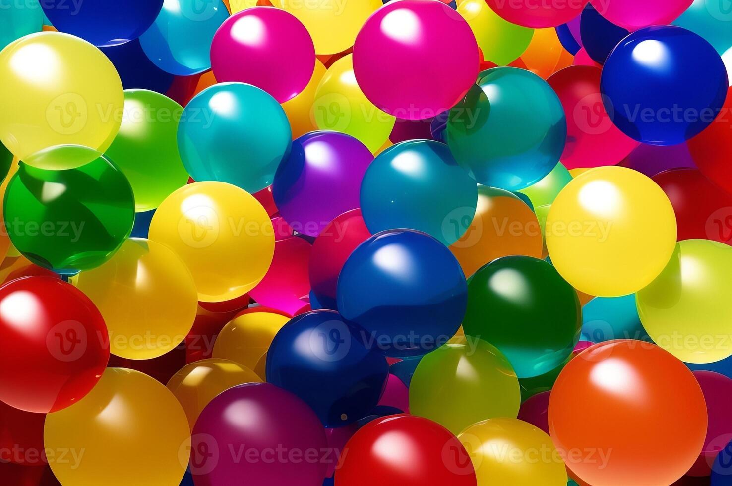 abstract pc desktop wallpaper background with flying bubbles on a colorful background. photo