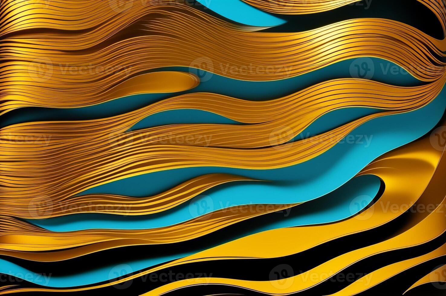 Water gold and blue waves abstract luxury background for copy space text. photo