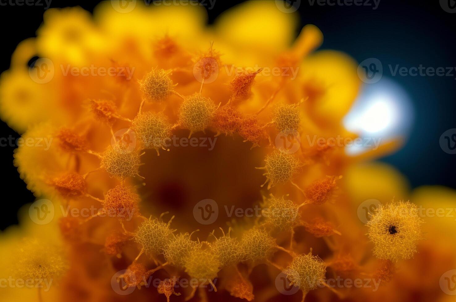 Science micro biology concept. Yellow Corona virus outbreak epidemic. photo