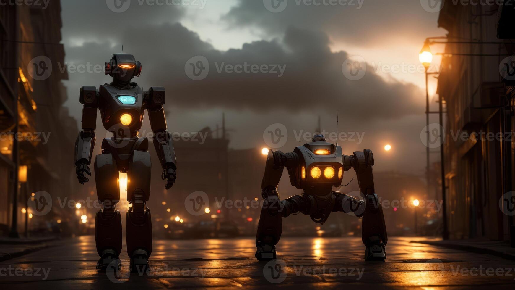 Futuristic robot with artificial intelligence. photo