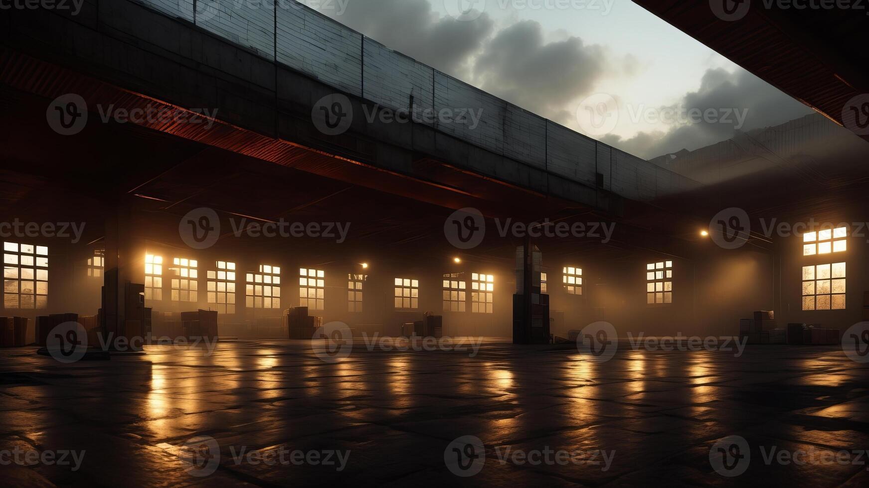empty warehouse with a lot of windows. photo
