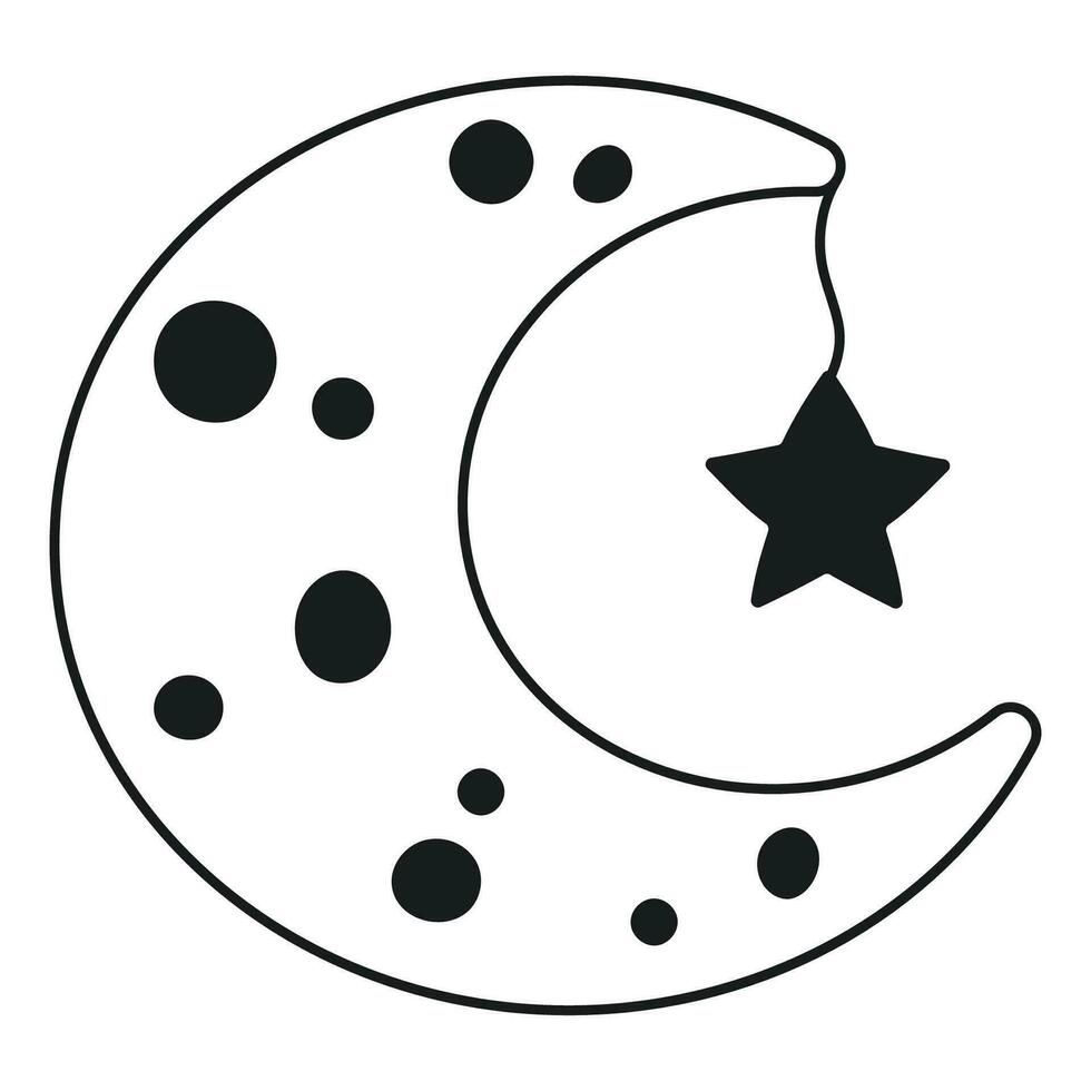 Illustration of moon with star on white background vector