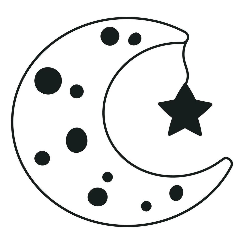 ilustración de Luna con estrella en blanco antecedentes vector