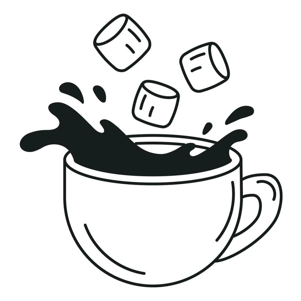 Illustration of a cup of cocoa with marshmallows vector