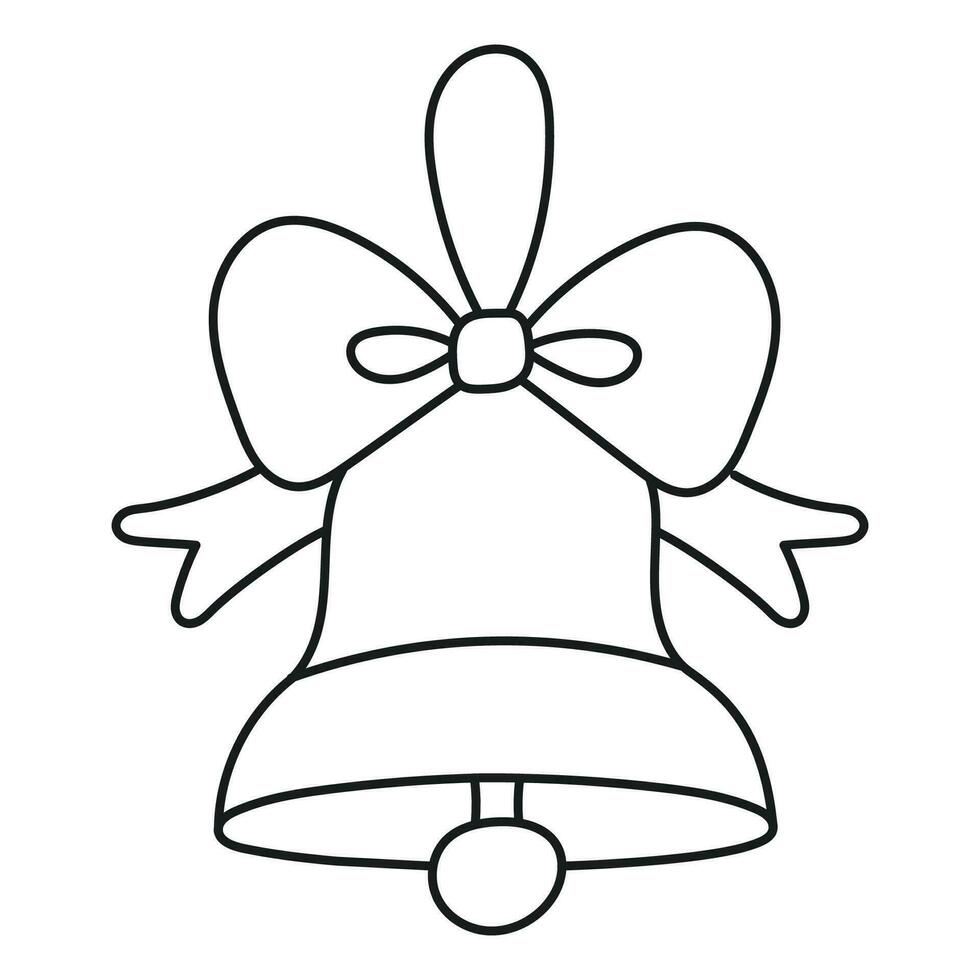 Illustration of hand drawn bell with holiday ribbon vector