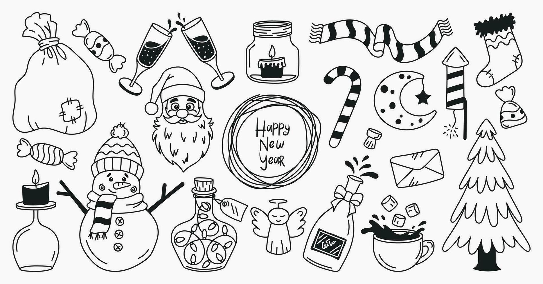 Set of Christmas illustrations on white background vector