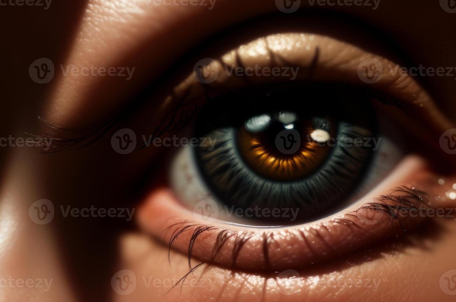 Close up Eye with world , world sight banner. photo