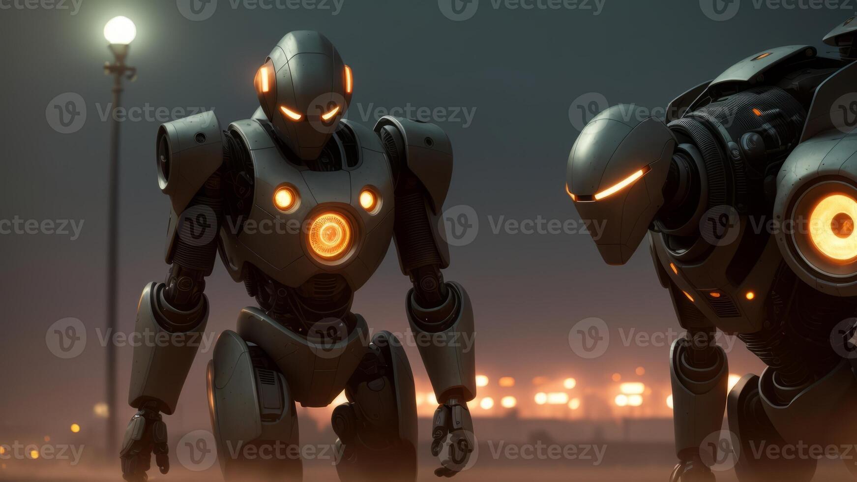 Futuristic robot with artificial intelligence. photo
