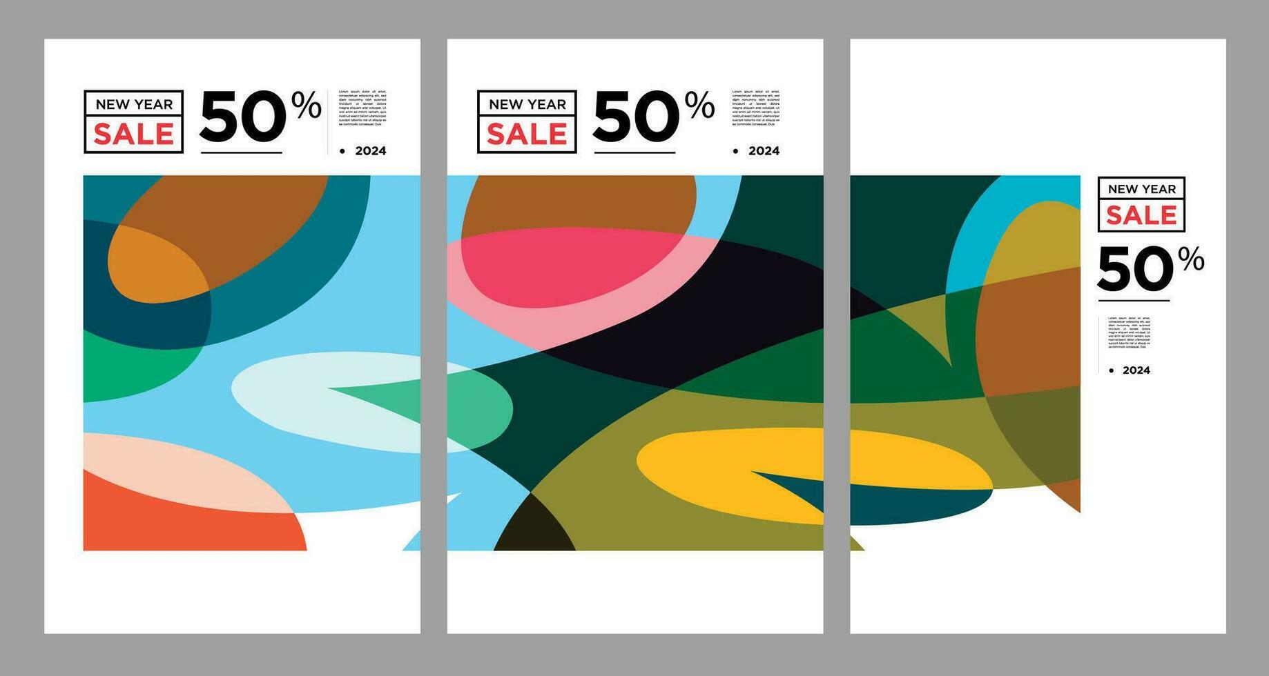 New Year Sales 2024 colorful Background Banner Template discount 50